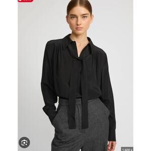 Sisley black button up with neck tie size small